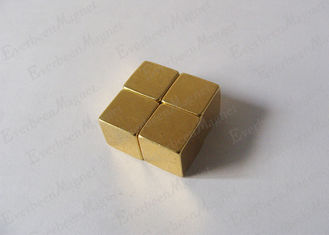 China Cube Neodymium Block Magnets Coated Gold N35 5 * 5 * 5 mm 80 Celsius Degree supplier