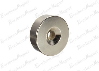 China N45 Circle / Round Magnets With Holes In The Middle , Screw On Magnets 80 Celsius Degree supplier