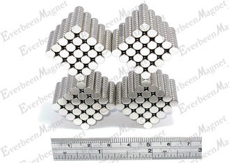 China Super Strong Sensor NdFeB Permanent Magnets 4 * 2 mm Disc NdFeB Magnet Silver Color supplier
